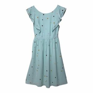 ModCloth Fit & Flare Mini Dress Pastel Geometric Print Ruffle Sleeve Small Retro